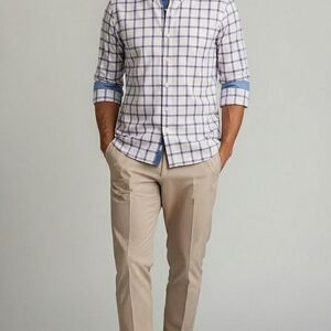 Men's Elegant Purple Checkered Dress Shirt